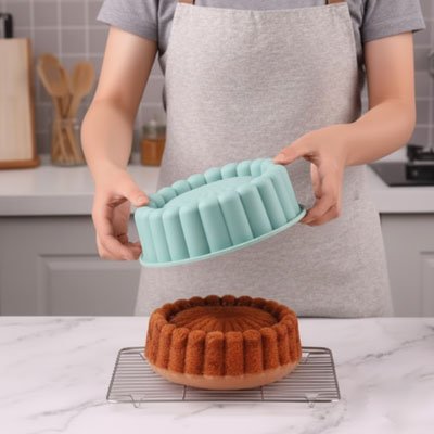 Moule à gateau silicone cannelé bleu